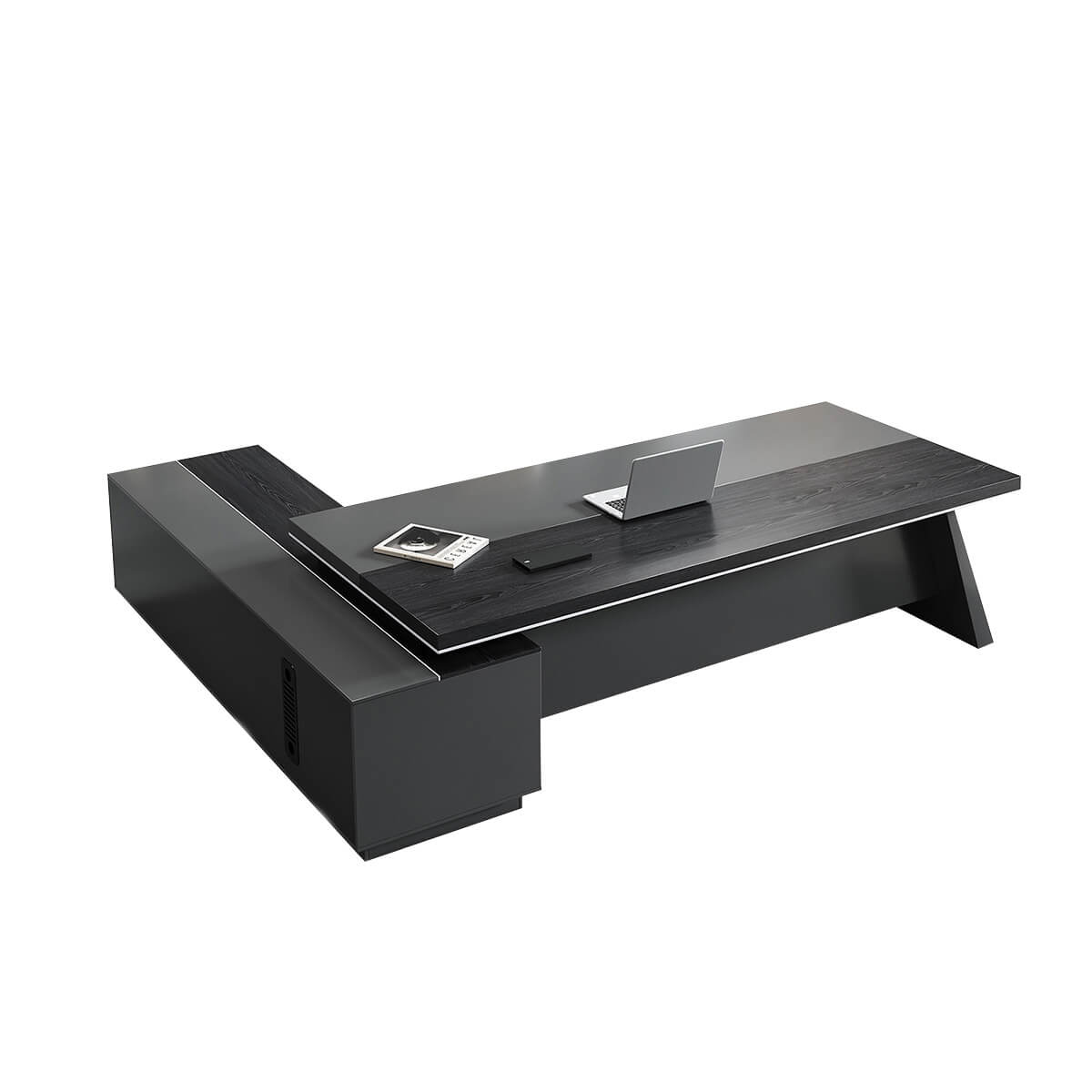 Black Executive Desk with L-Shaped Return and Storage - ANZHAP LBZ-2189 Main picture 4