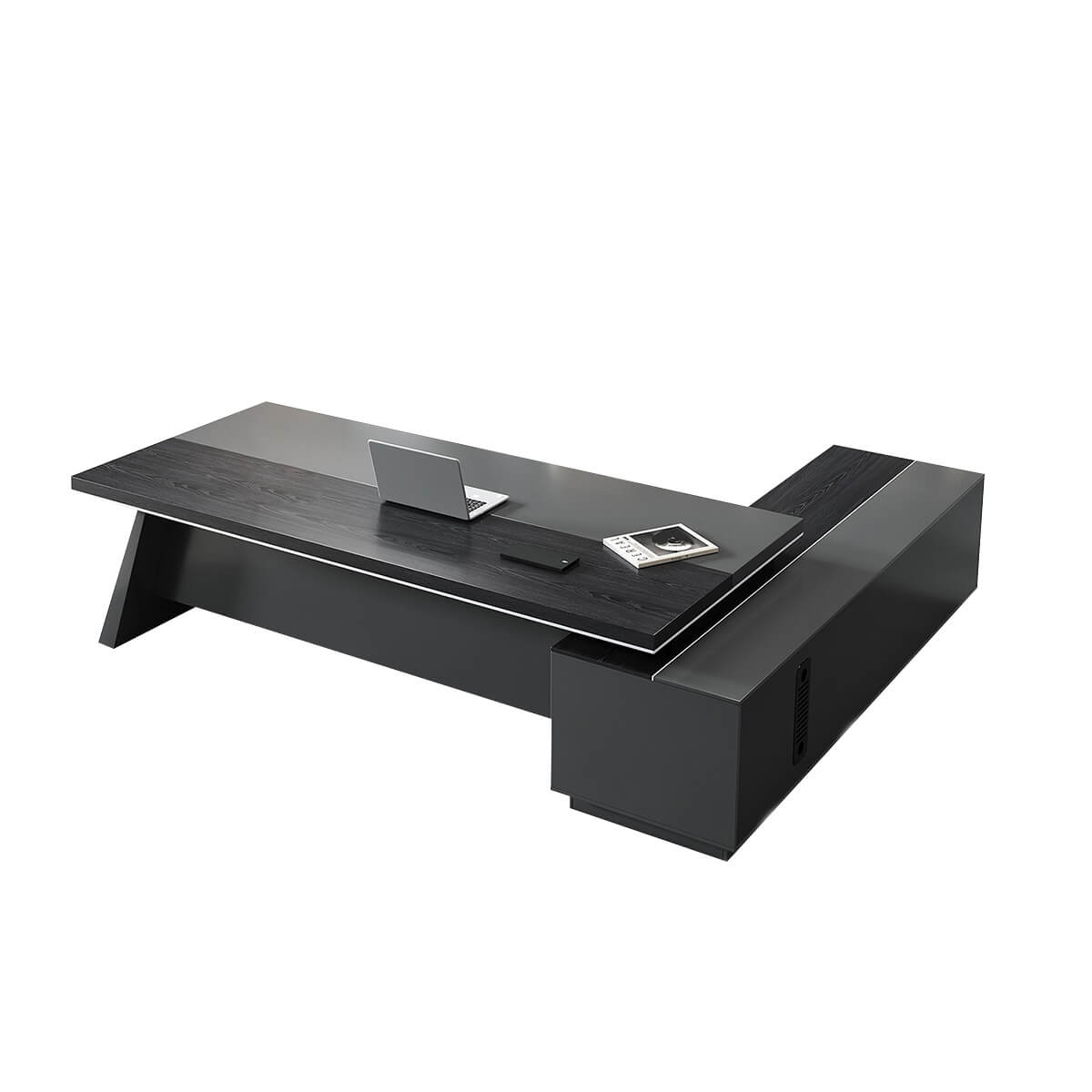 Black Executive Desk with L-Shaped Return and Storage - ANZHAP LBZ-2189 Main picture 5