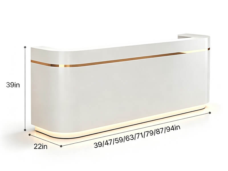 Zahnarzt-Empfangstheke mit Marmor-Optik und LED-Beleuchtung - Maße