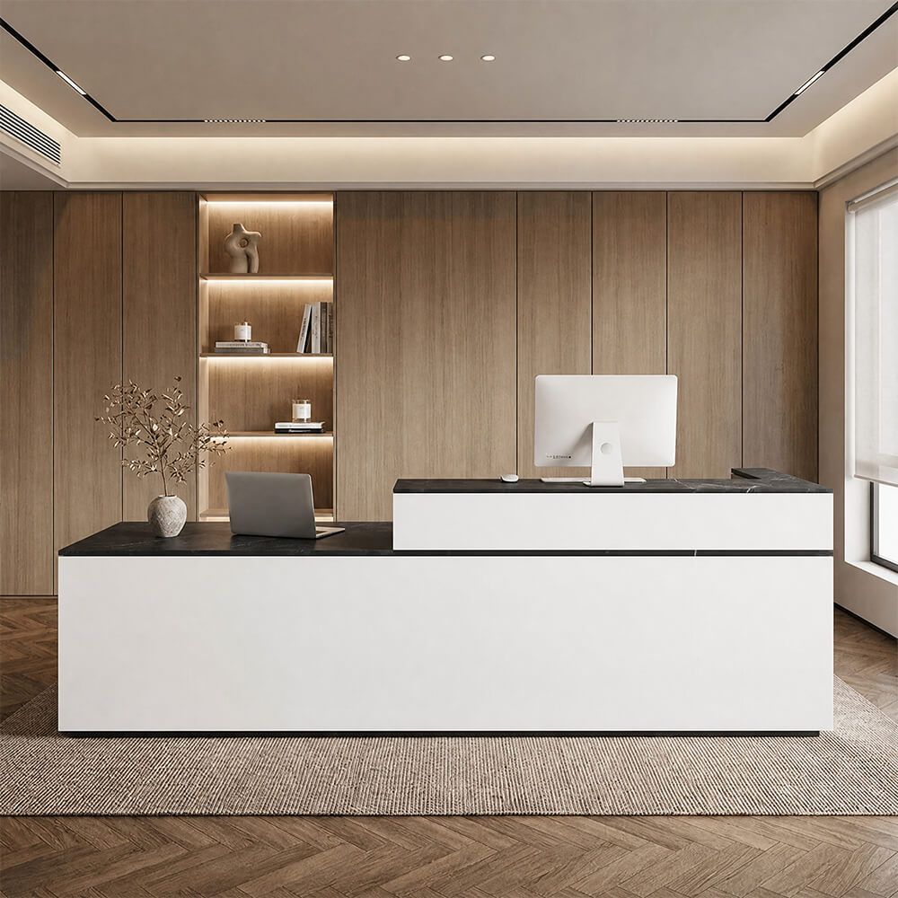 L-förmiger Büroempfangstresen Ergonomischer Begrüßungstresen