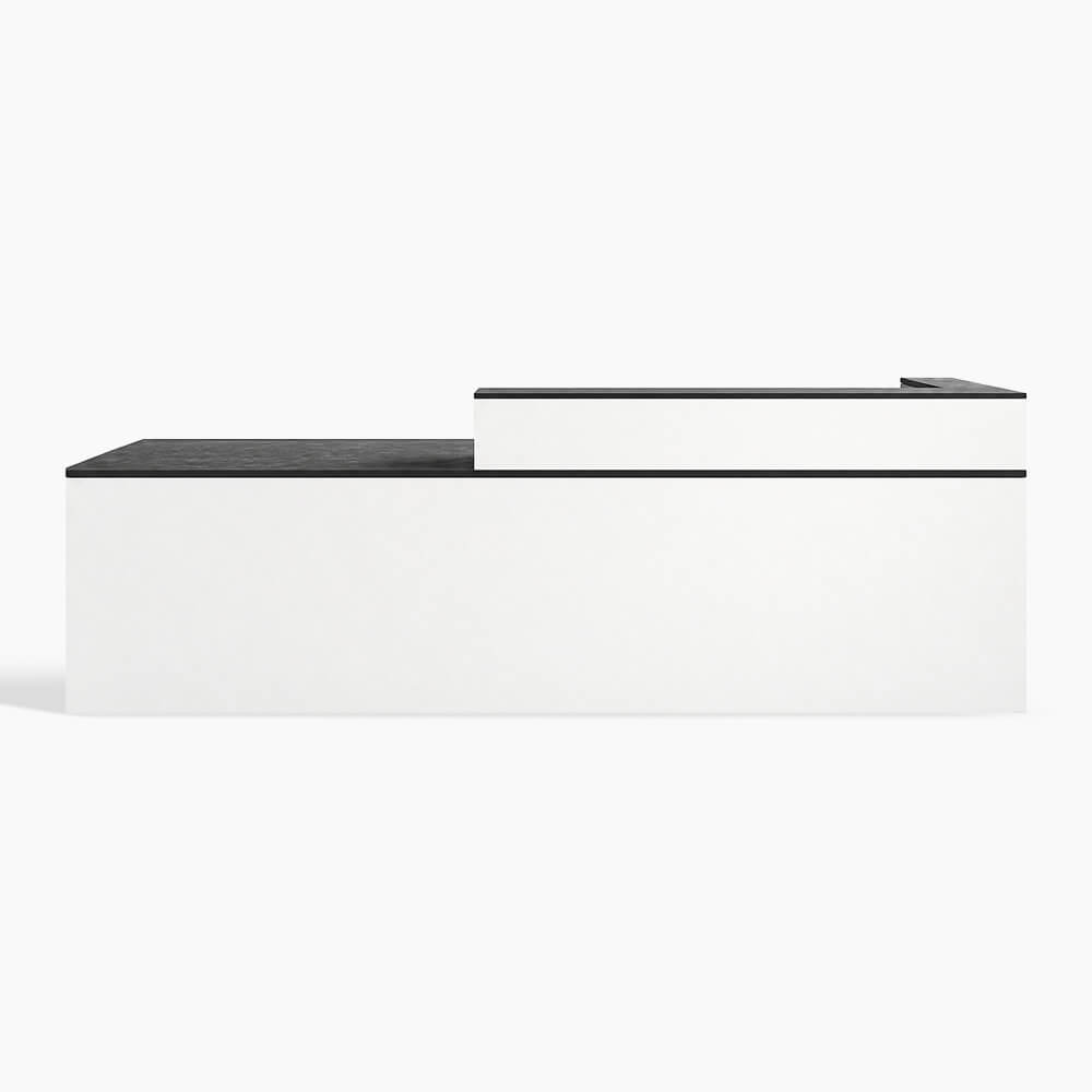 Modern L-Shaped Receptionist Desk & Countertop Desk with Cable Management