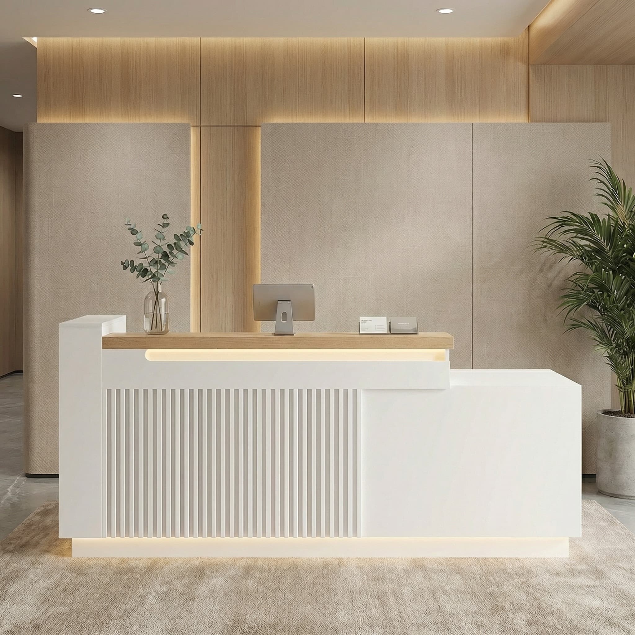 Moderner Empfangstresen für Büros mit LED-Beleuchtung