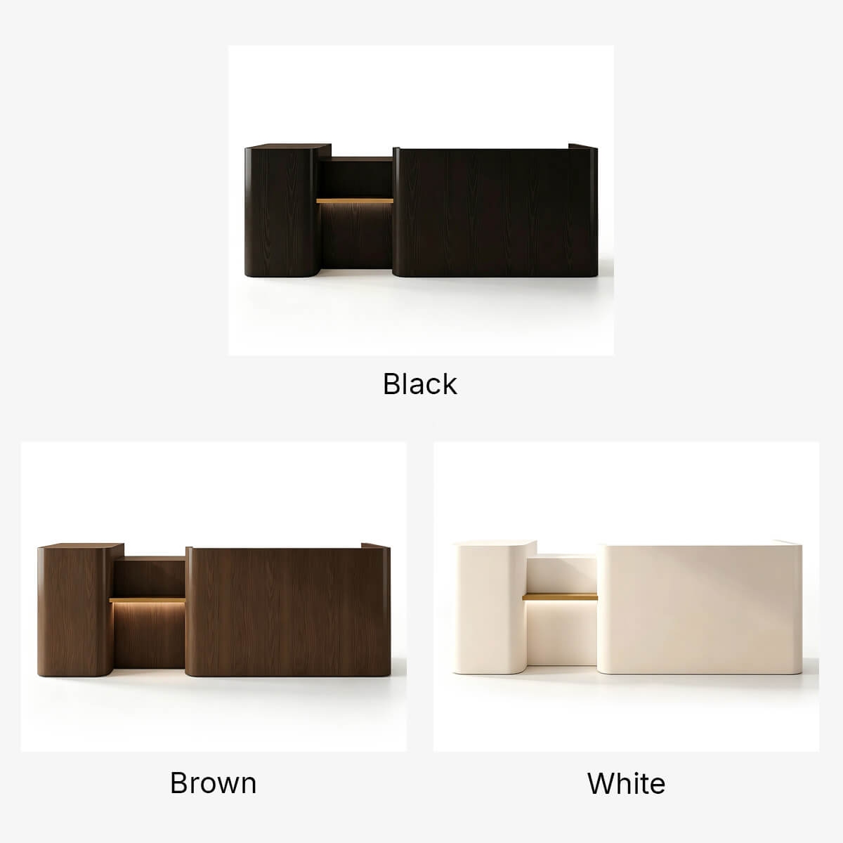 Modern Shop Counter with Display Shelves and Lockable Storage - Color Options