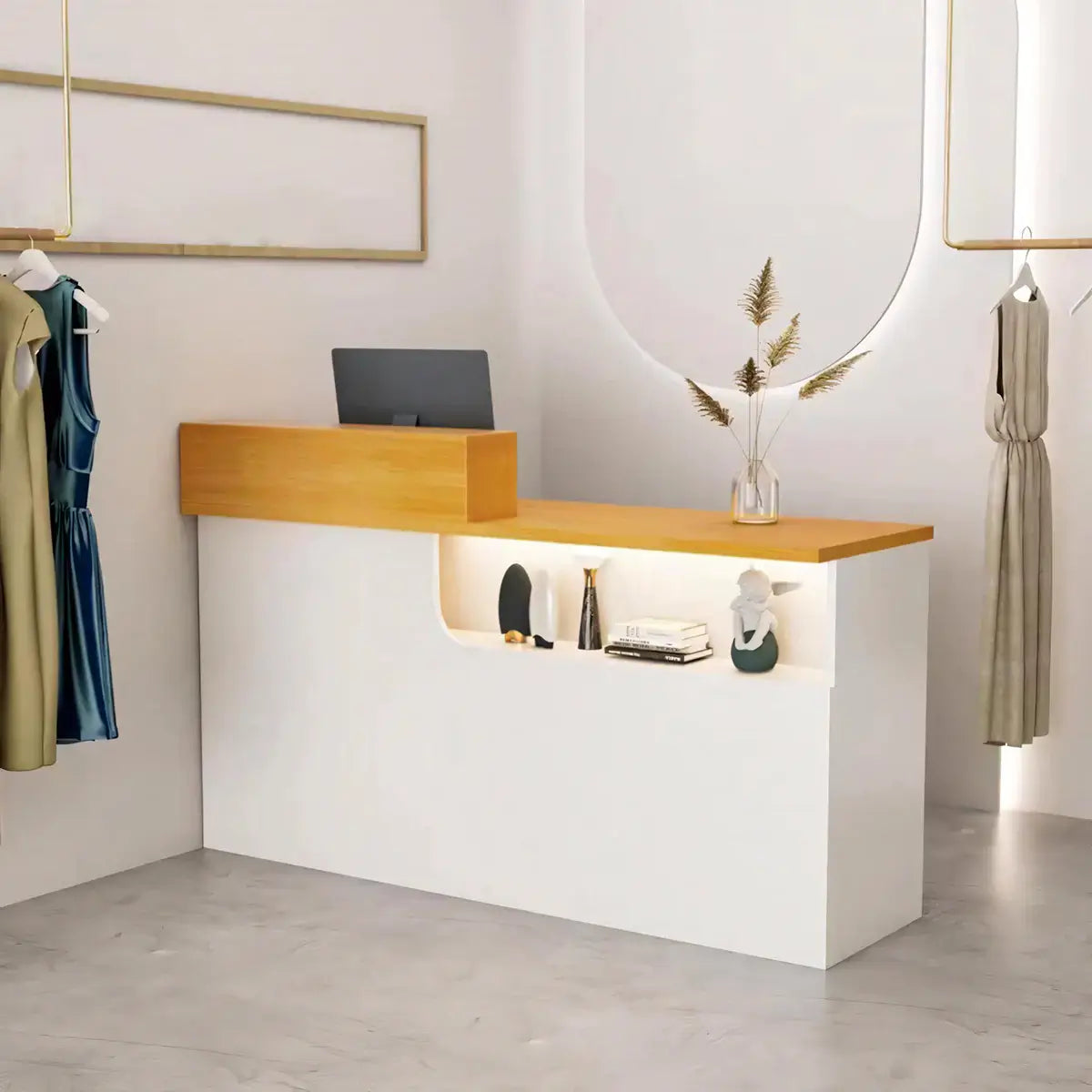 Modern Compact Reception Desk Space-Saving Welcome Counter for Beauty Salon ANZHAP-JDT-1030-mainpictures 3