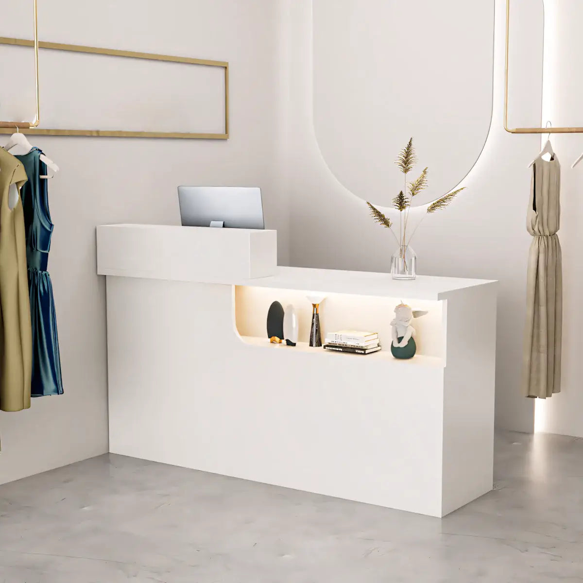 Modern Compact Reception Desk Space-Saving Welcome Counter for Beauty Salon ANZHAP-JDT-1030-mainpictures 7