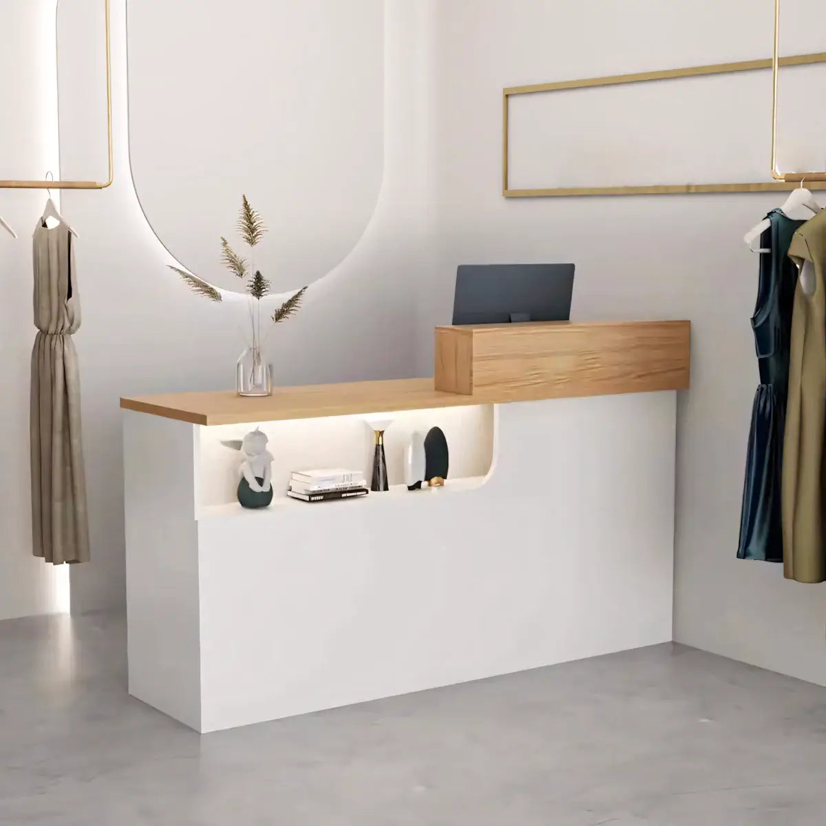 Modern Compact Reception Desk Space-Saving Welcome Counter for Beauty Salon ANZHAP-JDT-1030-mainpictures 8