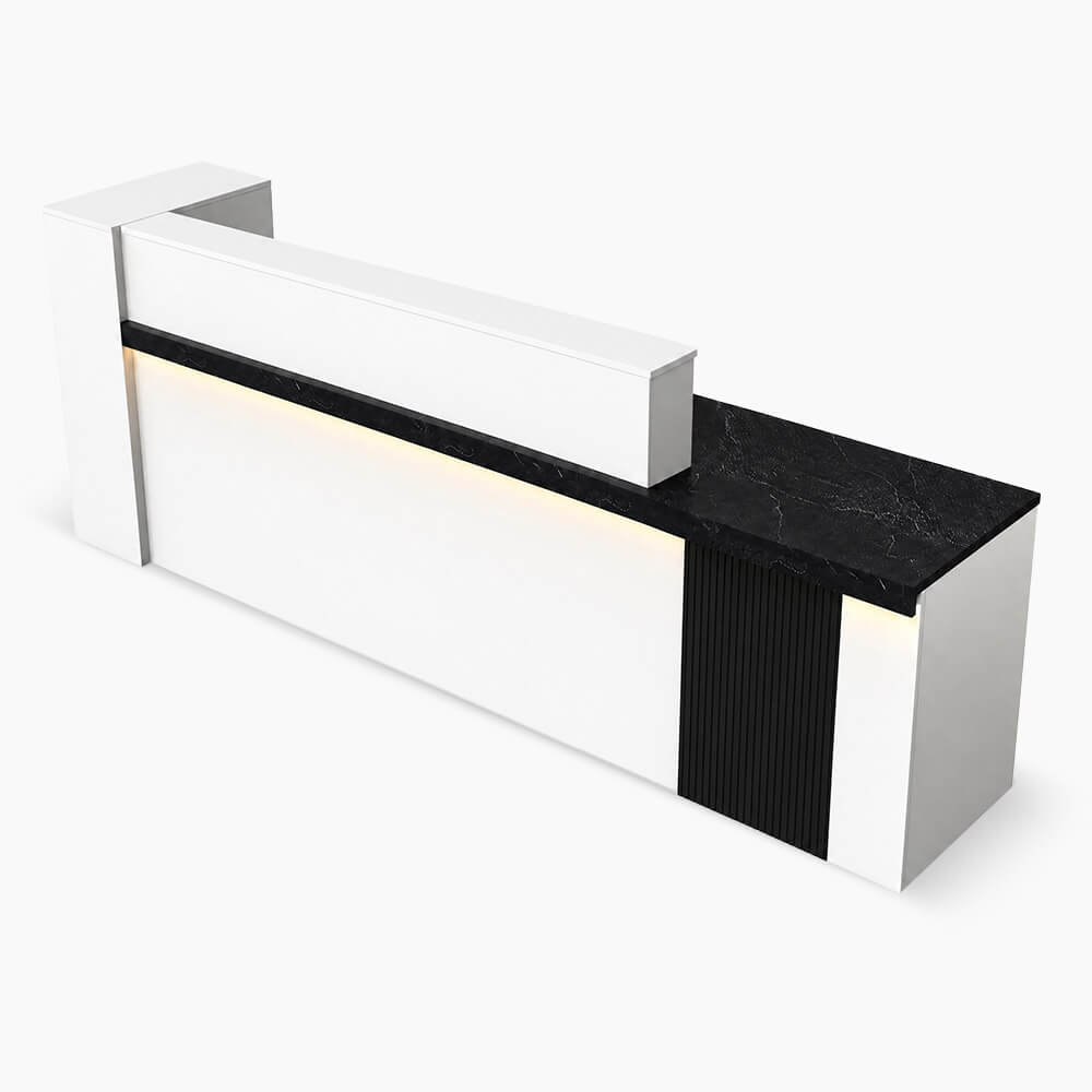 Modern L-Shaped Reception Desk with LED Lighting Office Welcome Desk ANZHAP-JDT-2217-mainpictures 1