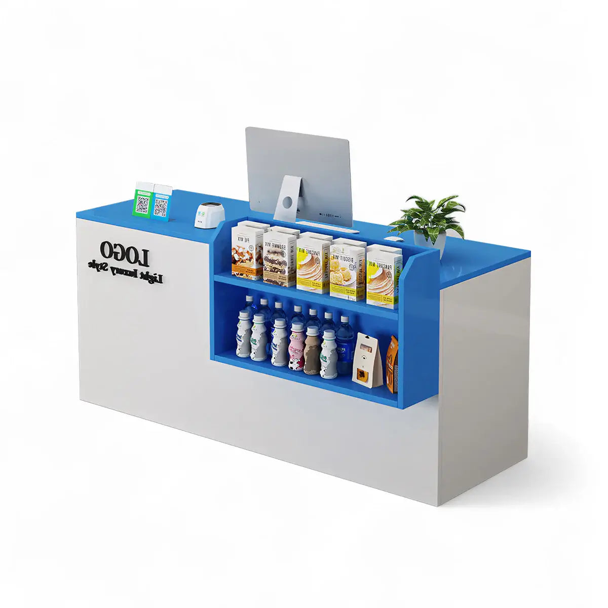 Modern Retail Checkout Counter with Display Shelf Affordable Sales Desk ANZHAP-JDT-2043-mainpictures 17