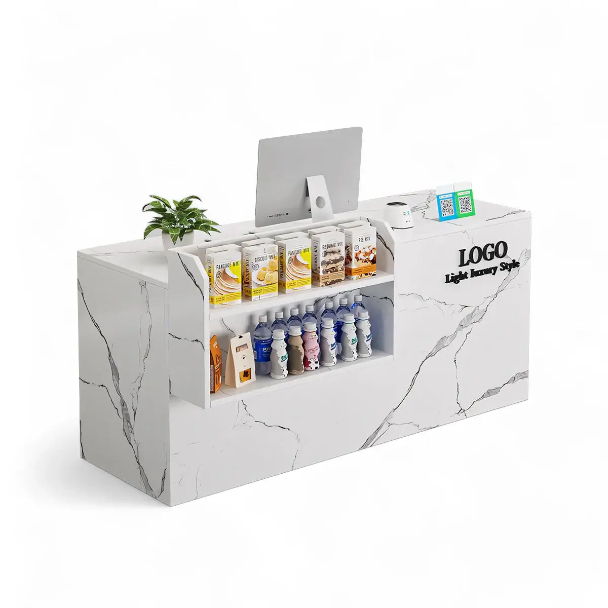 Modern Retail Checkout Counter with Display Shelf Affordable Sales Desk ANZHAP-JDT-2043-mainpictures 3