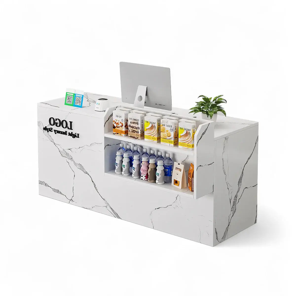 Modern Retail Checkout Counter with Display Shelf Affordable Sales Desk ANZHAP-JDT-2043-mainpictures 4