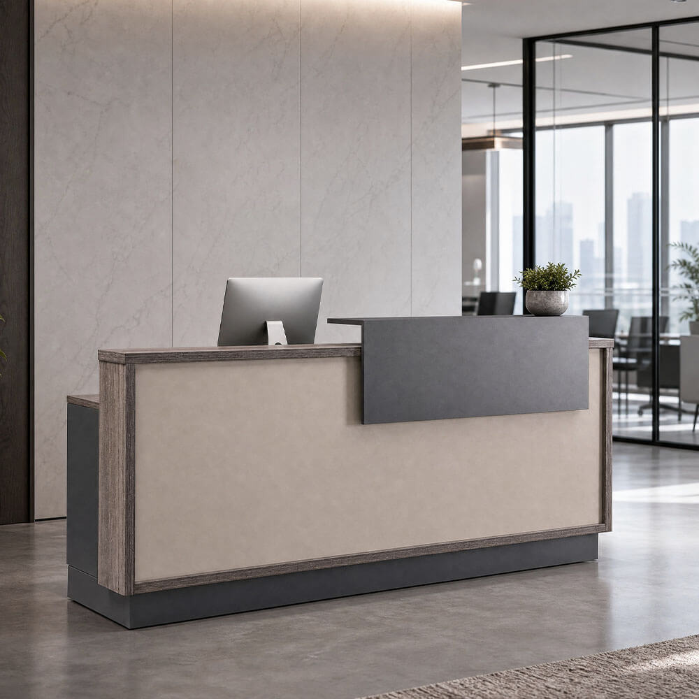 Professional Reception Table with Wood Finish for Modern Workspaces