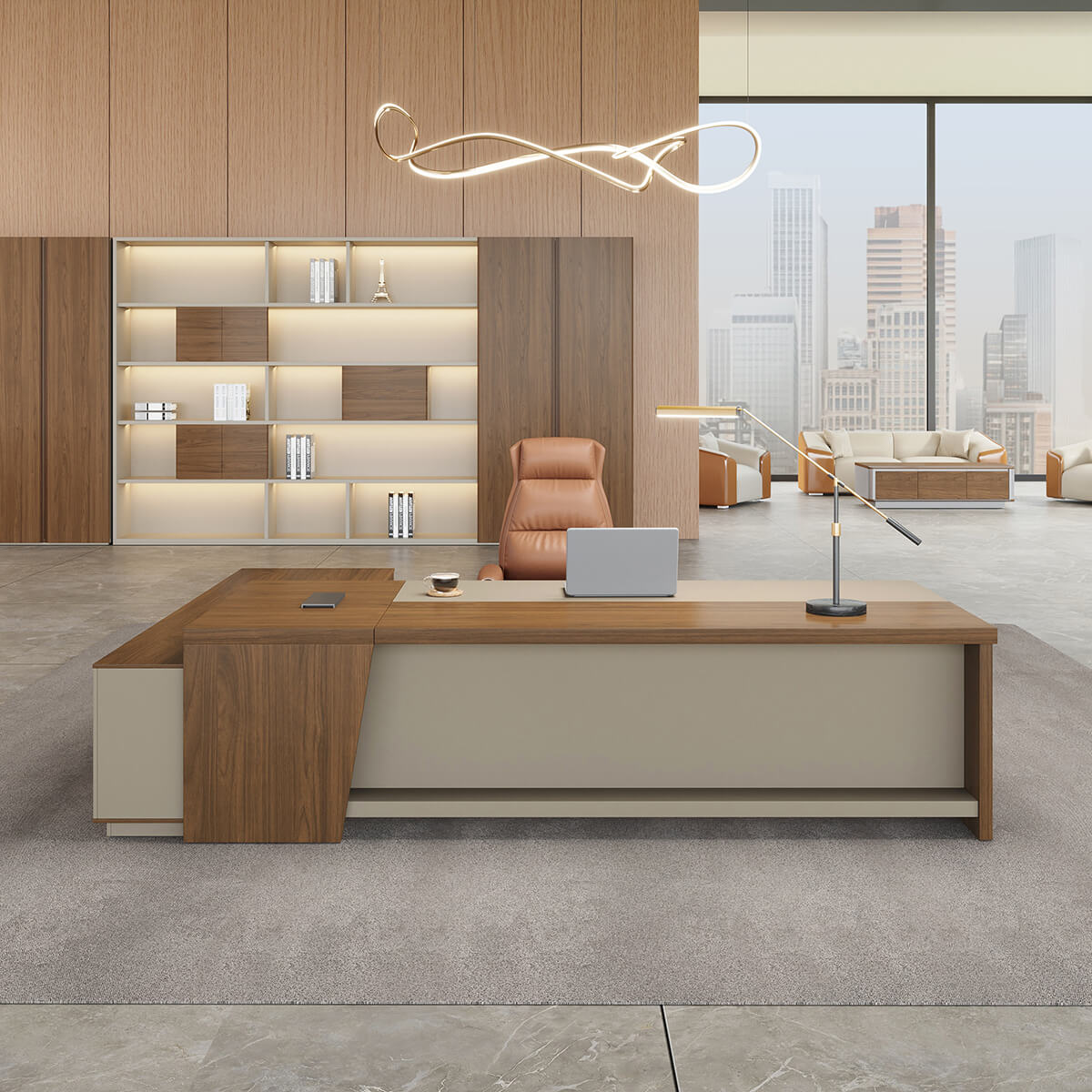 Professional L-Shaped Management Desk for SME Leadership - ANZHAP LBZ-2142 Main picture 3
