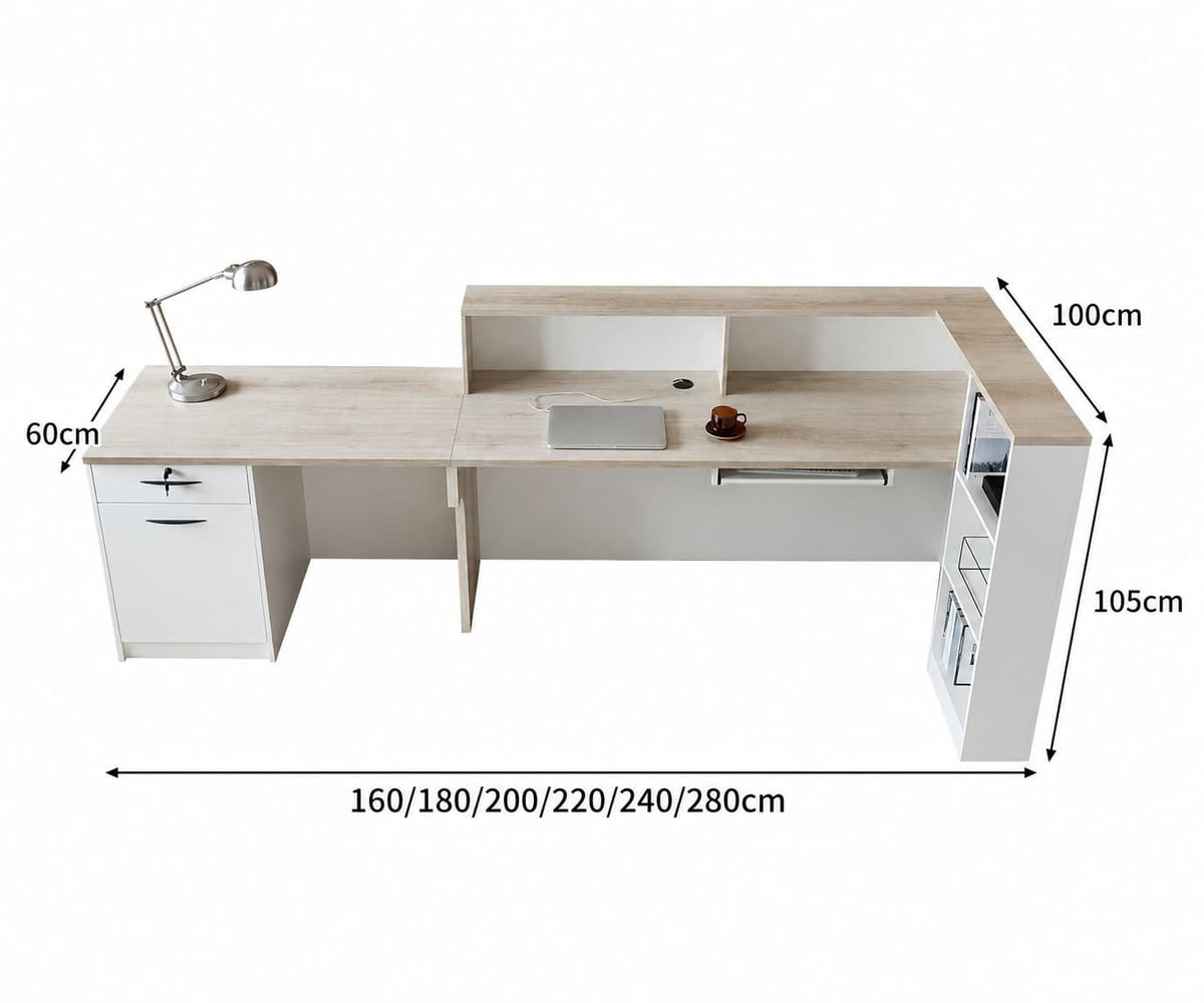 Modern Front Desk for Offices, Clinics & Studios - Dimensions 1
