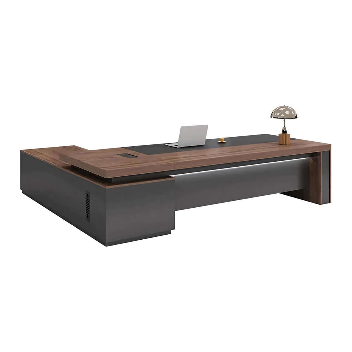 Walnut Executive Director Desk - L-Shaped Boss Desk and Cabinet Set - ANZHAP LBZ-004 Main picture 12