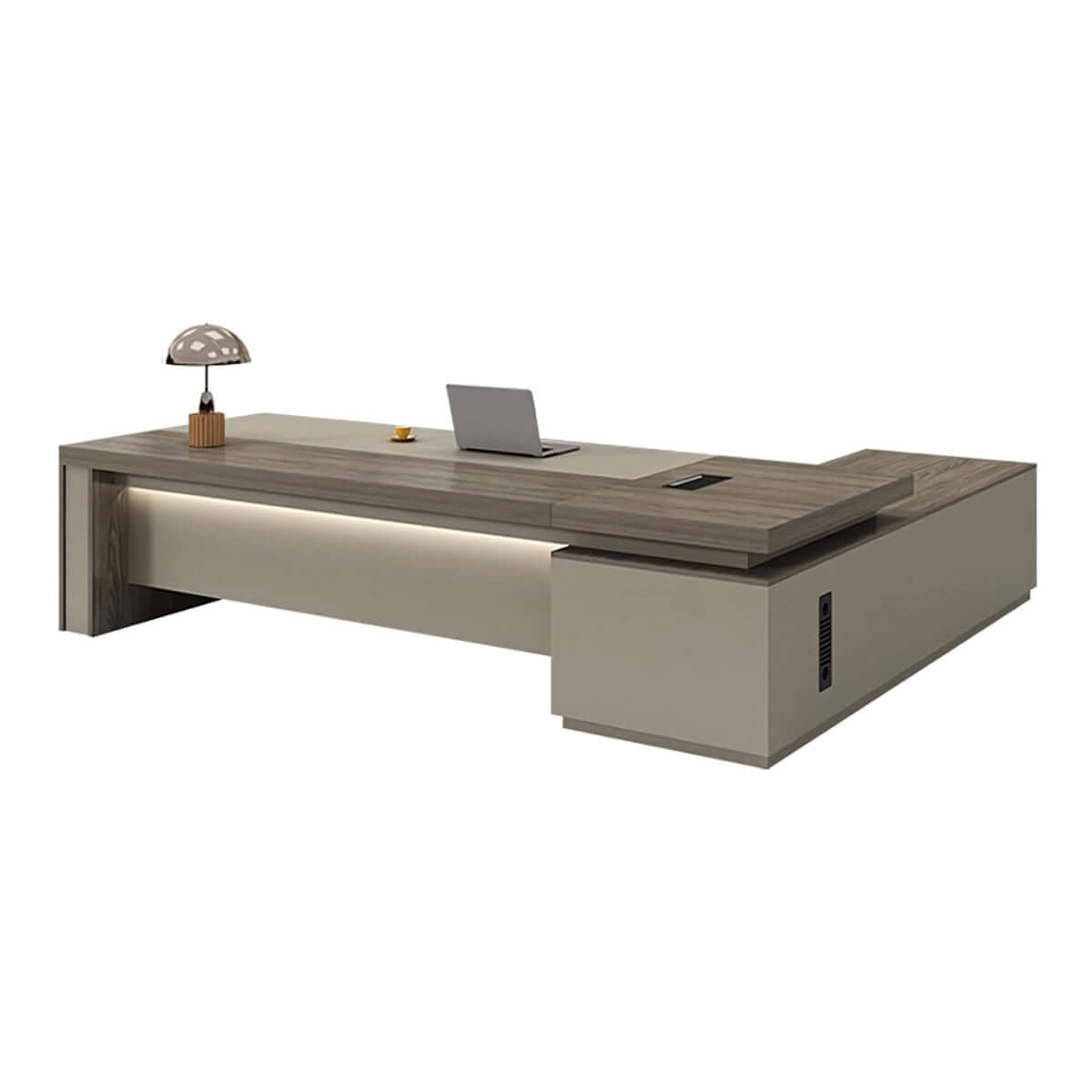 Walnut Executive Director Desk - L-Shaped Boss Desk and Cabinet Set - ANZHAP LBZ-004 Main picture 14